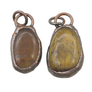 Tiger eye stone pendant, freeform, antique red, approx 15-25mm