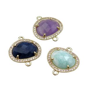 mix Gemstone teardrop connector gold plated, approx 14-17mm