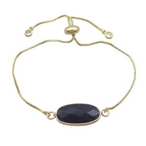 Copper Bracelet With Blue Sodalite Adjustable Gold Plated, approx 10-20mm, 22cm length