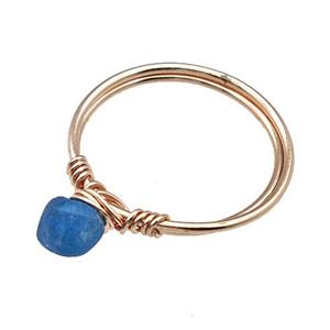 Copper Rings With Apatite Wire Wrapped Rose Gold, approx 6-8mm, 18mm dia