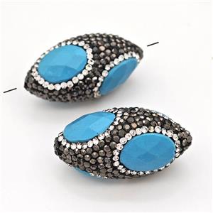 Clay Rice Beads Pave Rhinestone Blue Synthetic Turquoise, approx 18-35mm