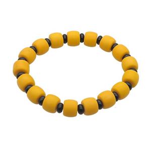 Orange Jadeite Glass Bracelet Stretchy Rondelle, approx 10mm