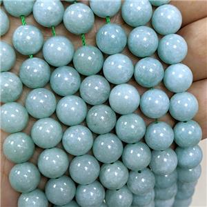 Sponge Jade Beads Dye Smooth Round Green, approx 8mm