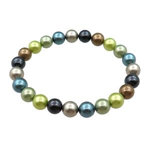 pearlized shell bracelet, mulitcolor, approx 8mm dia