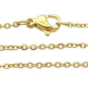 stainless steel necklace chain, gold plated, approx 1.5mm, 49cm length