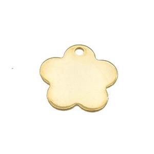 Stainless Steel Flower Pendant Gold Plated, approx 15mm