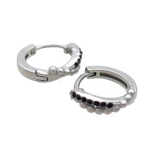 Raw Stainless Steel Hoop Earrings Pave Rhinestone, approx 14mm dia