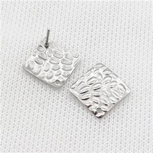 Raw Stainless Steel Stud Earrings, approx 14x14mm