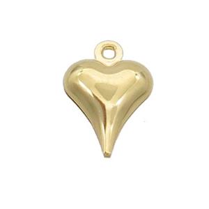 Stainless Steel Heart Pendant Gold Plated, approx 11-13mm