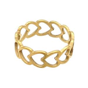Stainless Steel Heart Rings Gold Plated, approx 6mm, 18mm dia