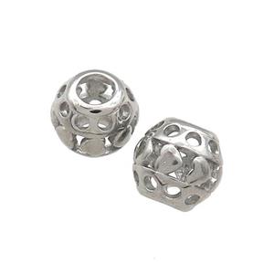Raw Titanium Steel Round Beads Large Hole Hollow, approx 9-10mm, 4mm hole