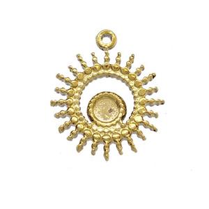 Stainless Steel Sun Pendant With Pad Gold Plated, approx 13mm