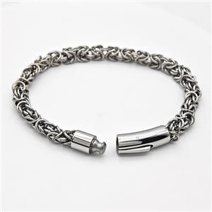 304 Stainless Steel Bracelet Antique Silver, approx 8-30mm, 6mm, 21cm length