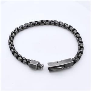 304 Stainless Steel Bracelet Antique Black, approx 8-30mm, 6mm, 21cm length