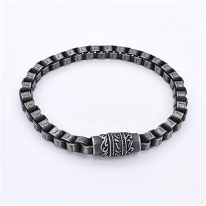304 Stainless Steel Bracelet Antique Black, approx 10-20mm, 6mm, 21cm length