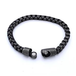 304 Stainless Steel Bracelet Antique Black, approx 10-20mm, 6mm, 21cm length
