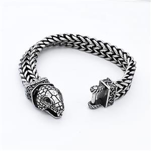 304 Stainless Steel Snake Bracelet Antique Silver, approx 18-40mm, 12mm, 21cm length