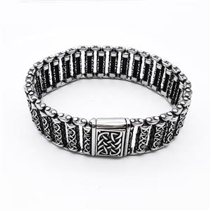 304 Stainless Steel Bracelet Antique Silver, approx 20-25mm, 20mm, 21cm length