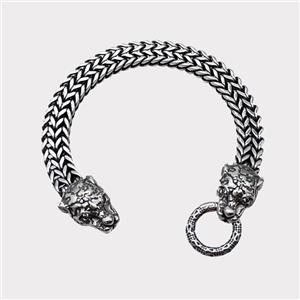 304 Stainless Steel Leopard Bracelet Antique Silver, approx 15-25mm, 19mm, 10mm, 21cm length