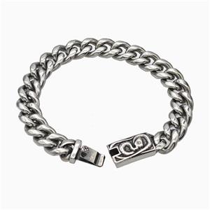 304 Stainless Steel Bracelet Antique Silver, approx 14-45mm, 13mm, 21cm length