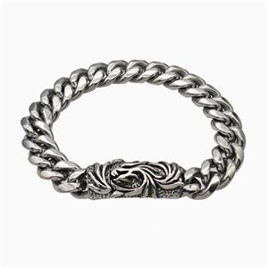 304 Stainless Steel Bracelet Antique Silver, approx 15-45mm, 13mm, 21cm length