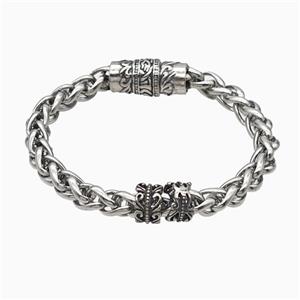 304 Stainless Steel Bracelet Antique Silver, approx 12-25mm, 11mm, 8mm, 21cm length