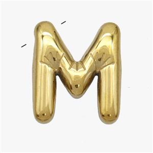 Stainless Steel Letter-M Pendant Gold Plated, approx 15-18mm