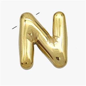 Stainless Steel Letter-N Pendant Gold Plated, approx 15-18mm