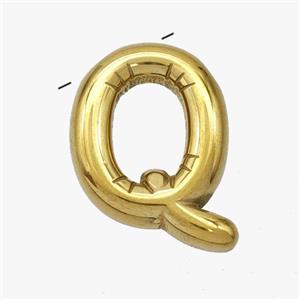 Stainless Steel Letter-Q Pendant Gold Plated, approx 15-18mm