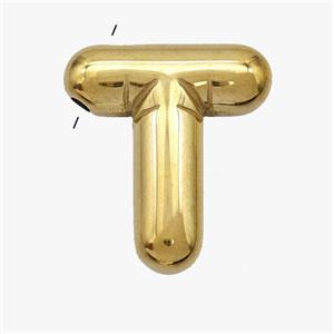 Stainless Steel Letter-T Pendant Gold Plated, approx 15-18mm