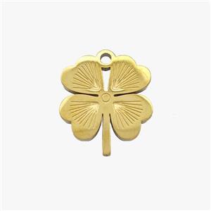Stainless Steel Clover Pendant Gold Plated, approx 12-13mm