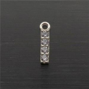 Sterling Silver I-Letter Pendant Pave Zircon, approx 2-8mm