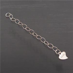 Sterling Silver Chain Necklace Extender, approx 5mm, 45mm length