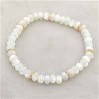 Natural MOP Shell Bracelets Stretchy, approx 6mm