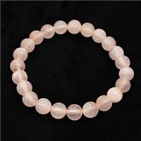 Pink Selenite Bracelet Stretchy Round, approx 8mm