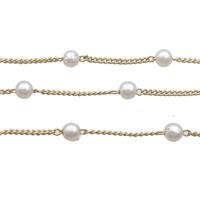 Copper Chain With Pearlized Plastic Gold Plated, approx 4mm