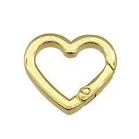 copper Carabiner Clasp, heart, gold plated, approx 22mm