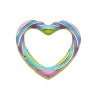 copper Heart pendant with rainbow enamel, gold plated, approx 19mm