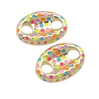 copper connector with enamel, multicolor, pignose, gold plated, approx 12-18mm