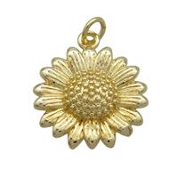 Copper Sunflower Pendant Gold Plated, approx 18mm