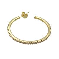 Copper Stud Earrings Pave Zircon Gold Plated, approx 34mm