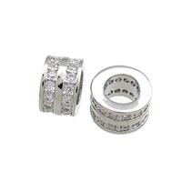 Copper Heishi Beads Pave Zircon Large Hole Platinum Plated, approx 6mm