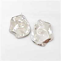 Copper Slice Stud Earrings Platinum Plated, approx 34-40mm