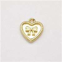 Copper Heart Pendant Bowknot Gold Plated, approx 9mm
