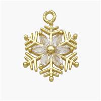 Copper Snowflake Pendant Micropave Zirconia Gold Plated, approx 17mm