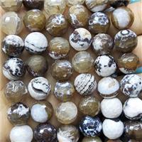 coffee Fire Agate Beads, faceted round, approx 14mm dia