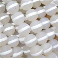 round matte white Tibetan Agate Beads, line, approx 8mm dia