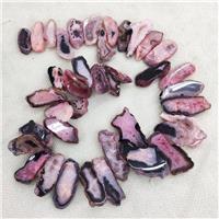 Natural Agate Druzy Beads Slice Freeform Pink Dye TopDrilled Graduated, approx 20-45mm