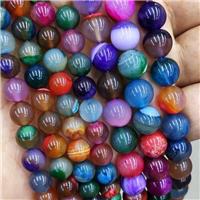 Natural Agate Beads Dye Mixed Color Smooth Round, approx 8mm dia