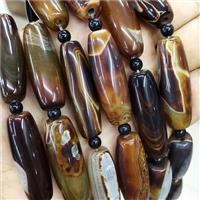 Natural Agate Rice Beads Chocolate Dye, approx 14-40mm, 8pcs per st